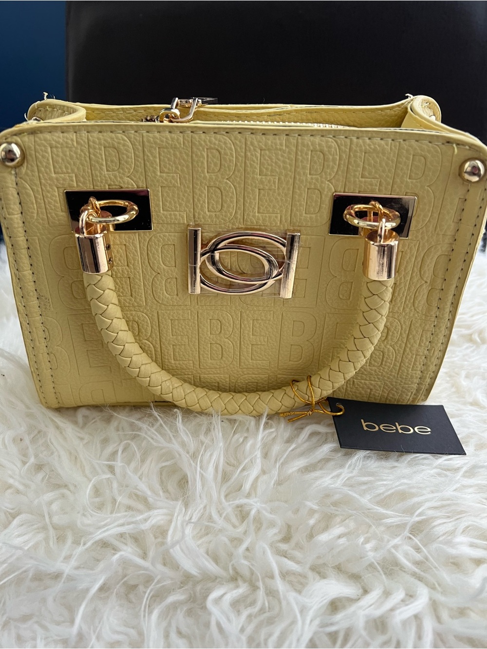Bebe Alexandra Small Satchel Bag in golden yellow